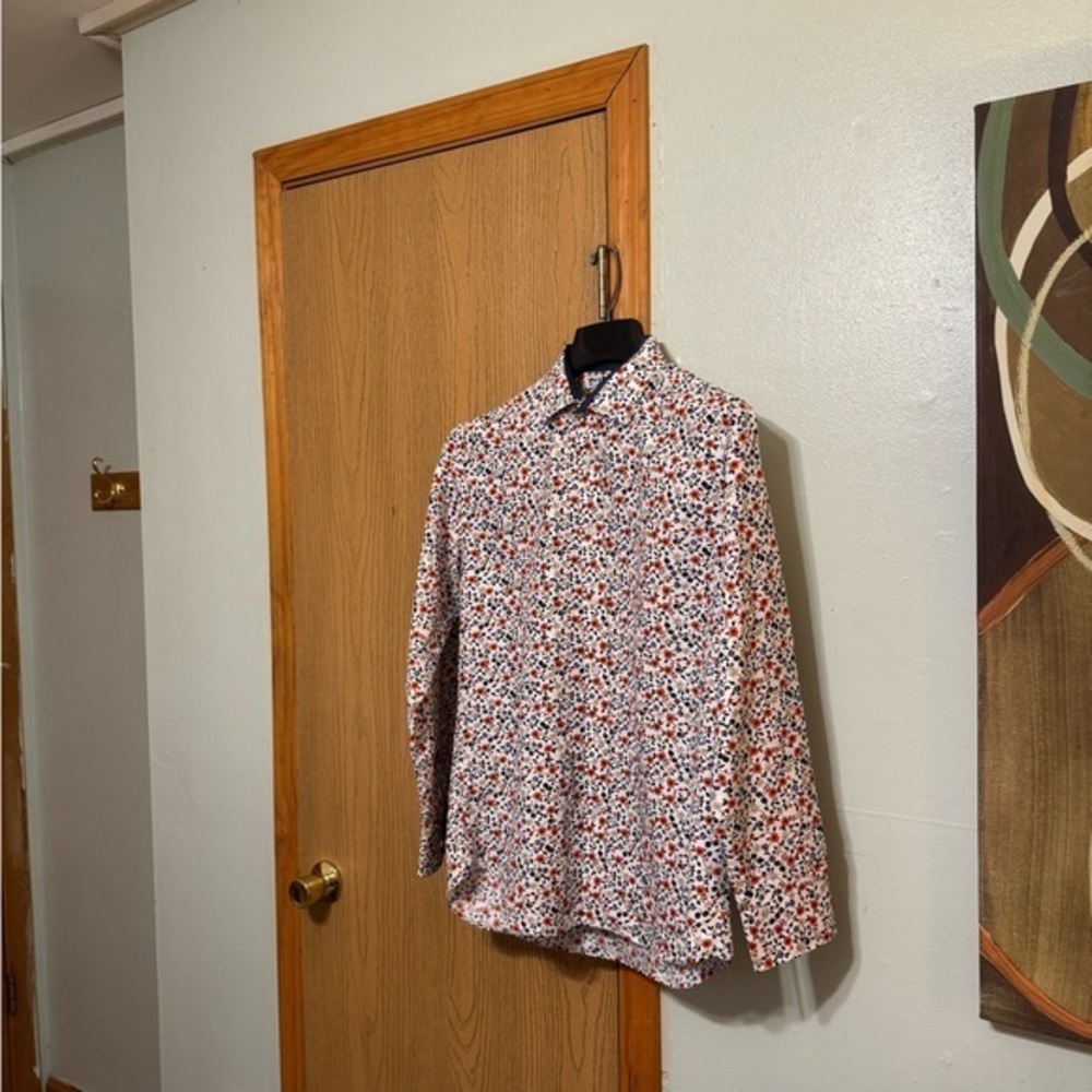 Christian Aujard Medium w/Floral Print Long Sleeve Button-Front Shirt - EUC